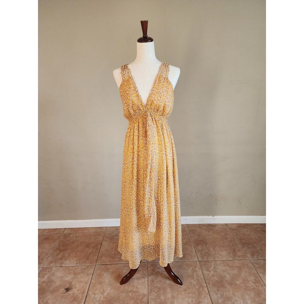 Traffic People Women's Maxi Dress Animal Print Deep V-Neck SZ Large